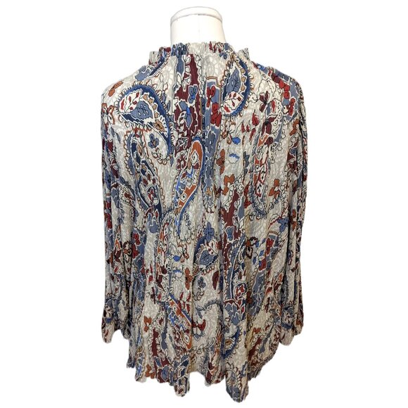 Reitmans Womens Boho Textured Paisley Blouse Western Long Sleeve Office XXL - Picture 7 of 9
